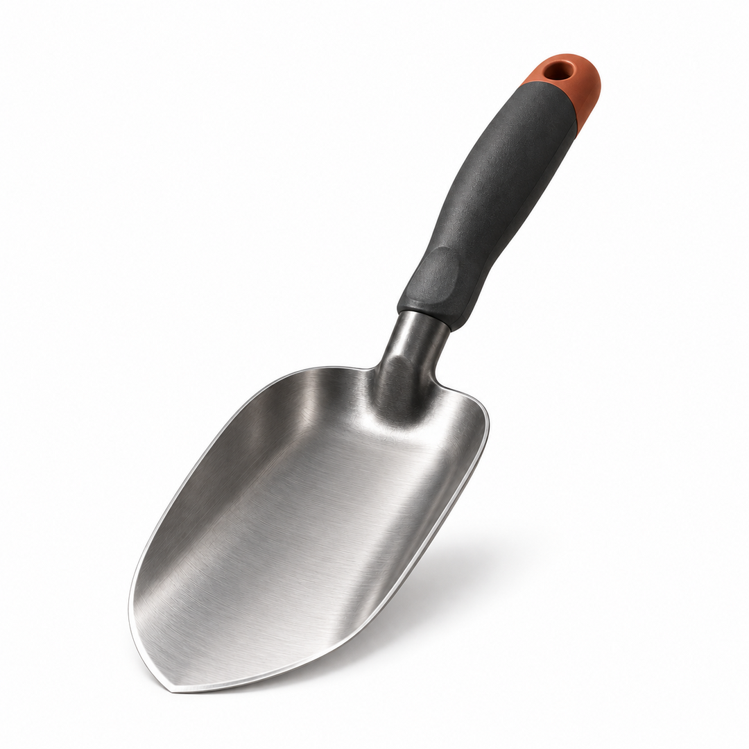 BedForm W2 wide stainless-steel planting trowel on white background