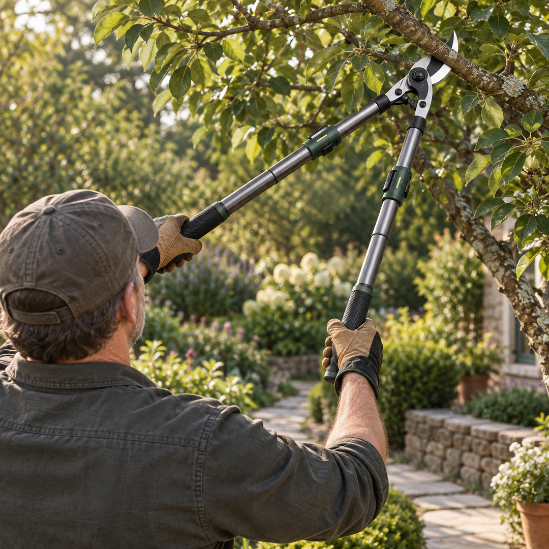 ReachLock L70 telescopic lopper pruning an elevated branch