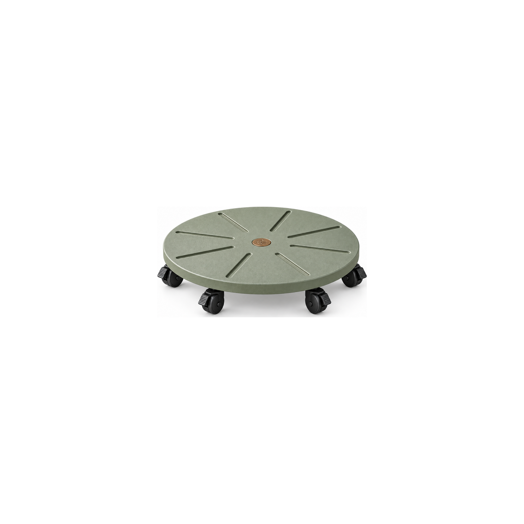 GlideBase P35 sage rolling planter caddy on white background