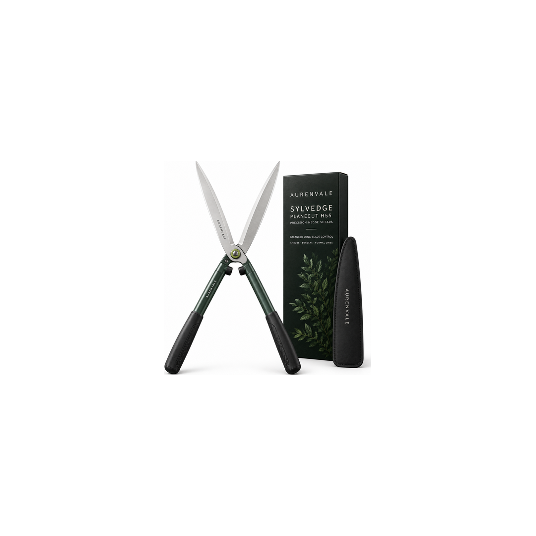 PlaneCut H55 long-blade hedge shears on white background