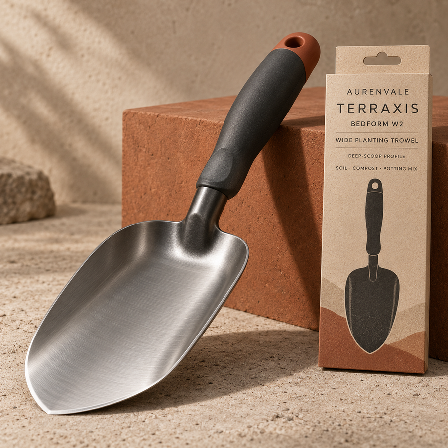 AURENVALE TERRAXIS BedForm W2 wide trowel with retail packaging