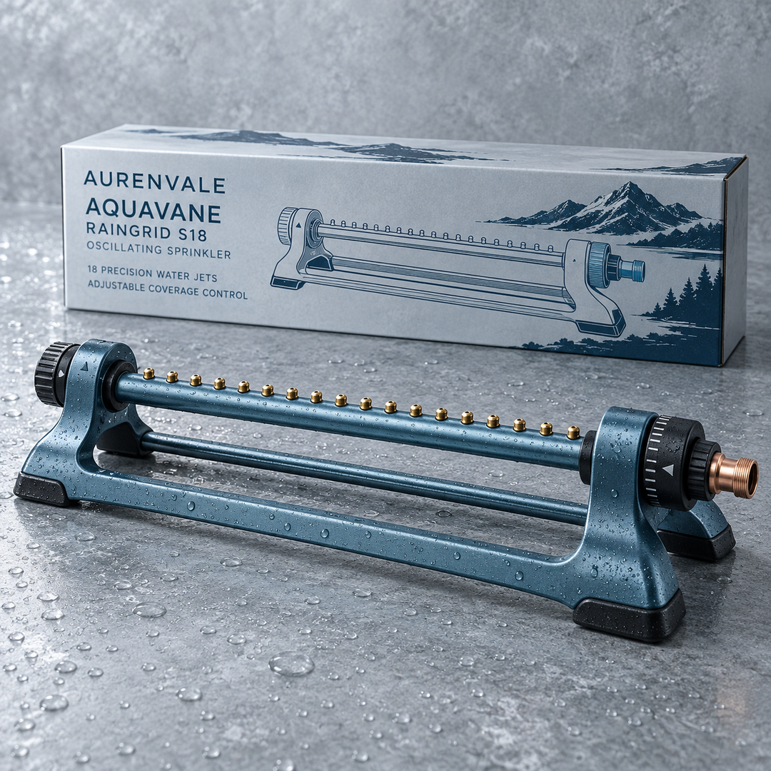 AURENVALE AQUAVANE RainGrid S18 oscillating sprinkler with retail box