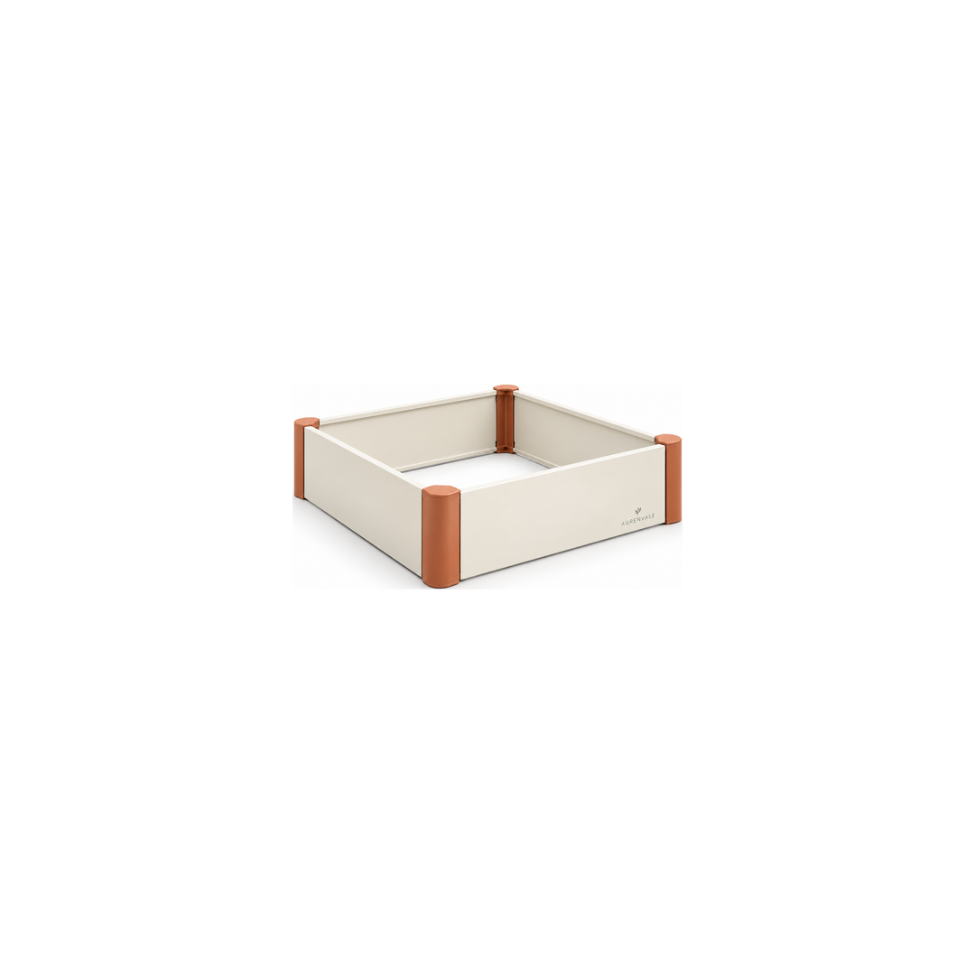 BedFrame C90 ivory and terracotta modular raised bed on white background