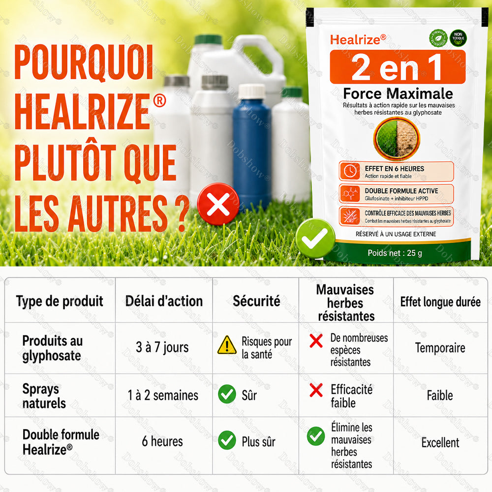 ⚡Désherbant Healrize® 2-en-1 Force Maximale : Résultats à action rapide sur les mauvaises herbes résistantes au glyphosate